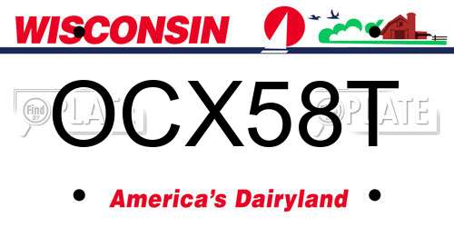OCX58T Wisconsin License Plate