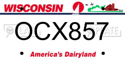 OCX857 Wisconsin License Plate