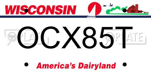 OCX85T Wisconsin License Plate