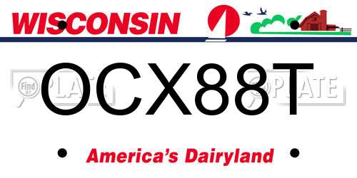 OCX88T Wisconsin License Plate