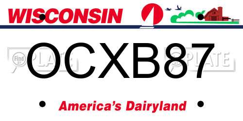 OCXB87 Wisconsin License Plate