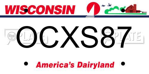OCXS87 Wisconsin License Plate