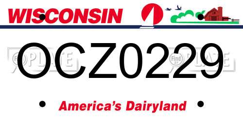 OCZ0229 Wisconsin License Plate