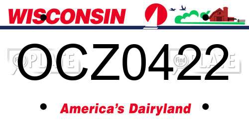 OCZ0422 Wisconsin License Plate
