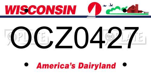 OCZ0427 Wisconsin License Plate