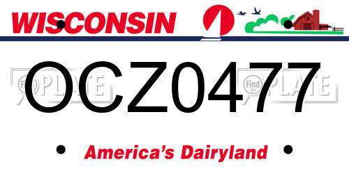 OCZ0477 Wisconsin License Plate