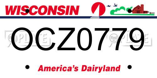 OCZ0779 Wisconsin License Plate