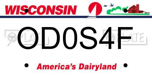 OD0S4F Wisconsin License Plate