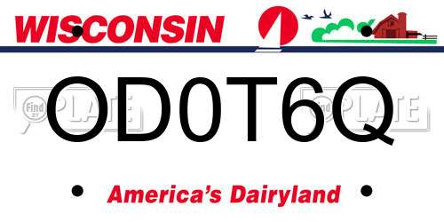 OD0T6Q Wisconsin License Plate