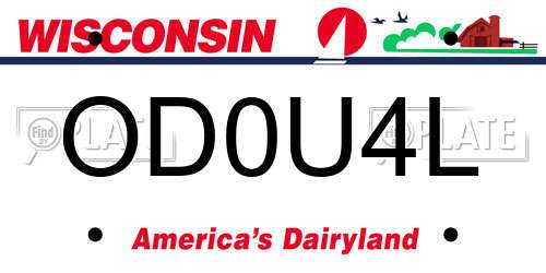 OD0U4L Wisconsin License Plate