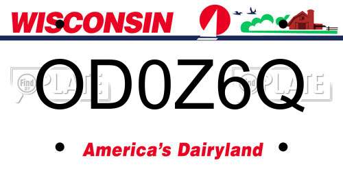 OD0Z6Q Wisconsin License Plate