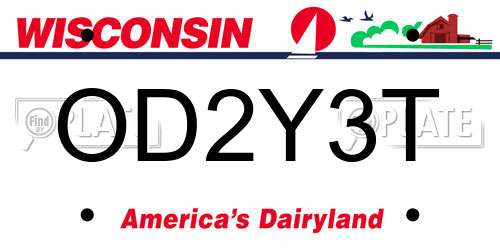 OD2Y3T Wisconsin License Plate