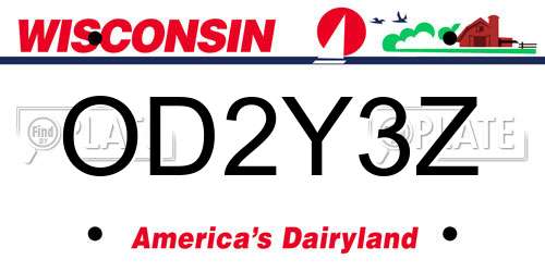 OD2Y3Z Wisconsin License Plate