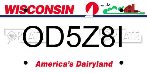 OD5Z8I Wisconsin License Plate