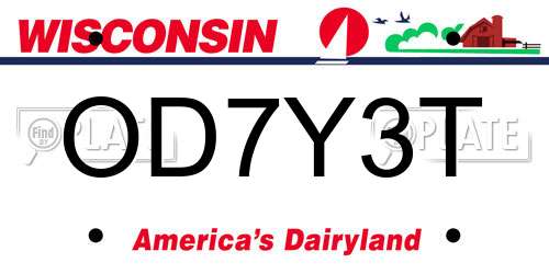 OD7Y3T Wisconsin License Plate