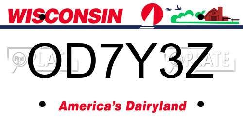 OD7Y3Z Wisconsin License Plate
