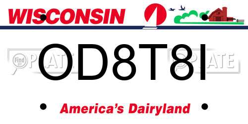 OD8T8I Wisconsin License Plate