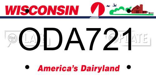 ODA721 Wisconsin License Plate