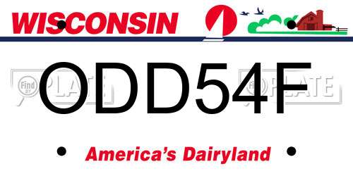ODD54F Wisconsin License Plate