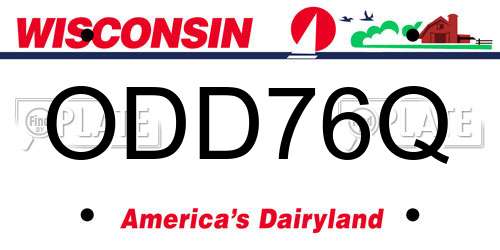 ODD76Q Wisconsin License Plate