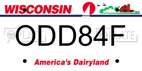 ODD84F Wisconsin License Plate