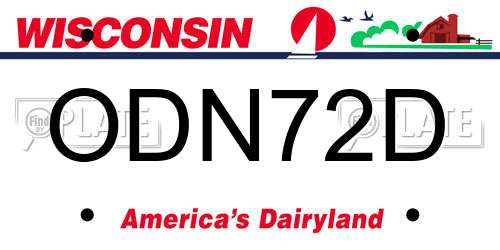 ODN72D Wisconsin License Plate