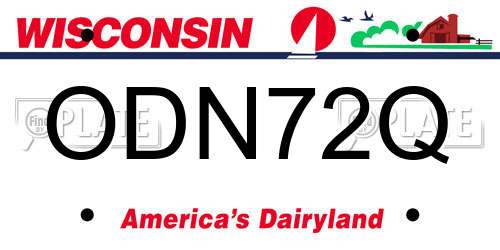 ODN72Q Wisconsin License Plate