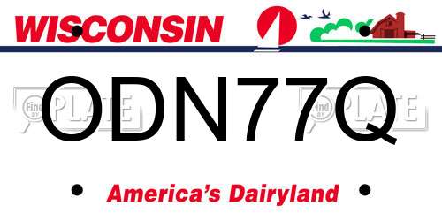 ODN77Q Wisconsin License Plate