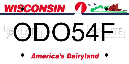 ODO54F Wisconsin License Plate