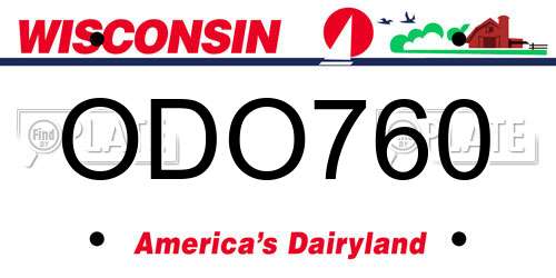ODO760 Wisconsin License Plate