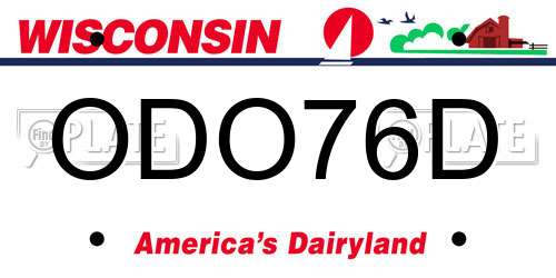 ODO76D Wisconsin License Plate