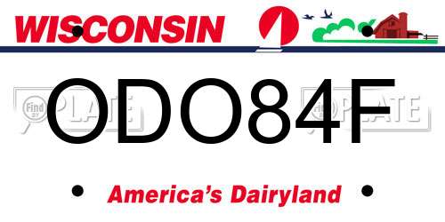ODO84F Wisconsin License Plate