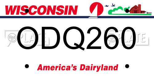 ODQ260 Wisconsin License Plate