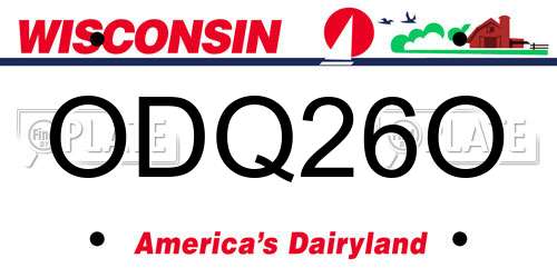 ODQ26O Wisconsin License Plate