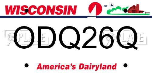 ODQ26Q Wisconsin License Plate