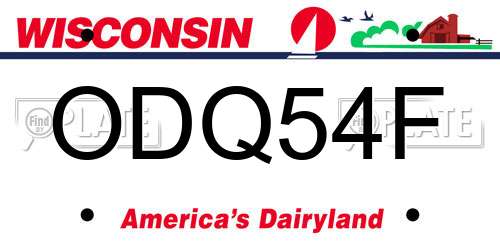ODQ54F Wisconsin License Plate