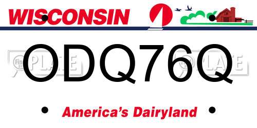 ODQ76Q Wisconsin License Plate