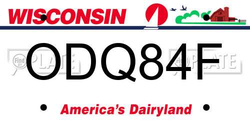 ODQ84F Wisconsin License Plate