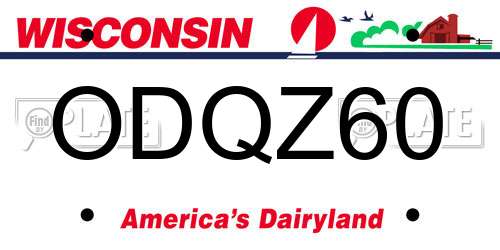 ODQZ60 Wisconsin License Plate
