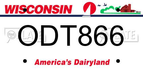 ODT866 Wisconsin License Plate