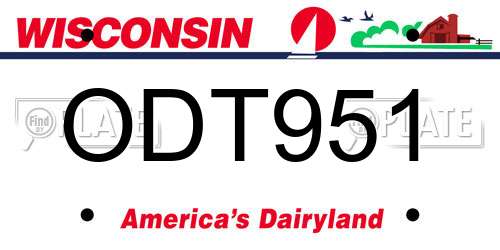 ODT951 Wisconsin License Plate