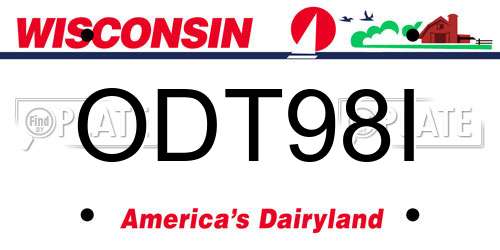 ODT98I Wisconsin License Plate