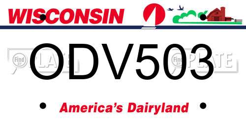 ODV503 Wisconsin License Plate