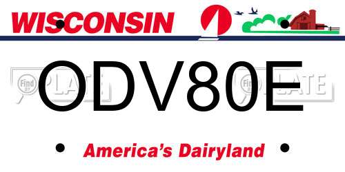 ODV80E Wisconsin License Plate