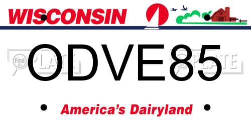 ODVE85 Wisconsin License Plate