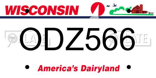 ODZ566 Wisconsin License Plate