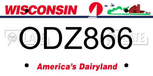 ODZ866 Wisconsin License Plate