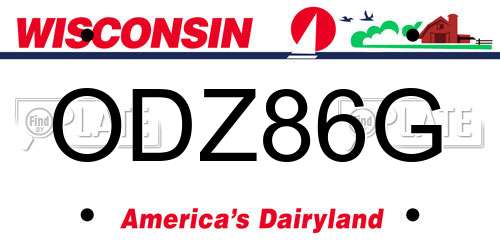 ODZ86G Wisconsin License Plate