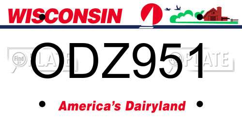 ODZ951 Wisconsin License Plate
