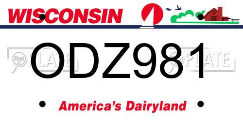 ODZ981 Wisconsin License Plate